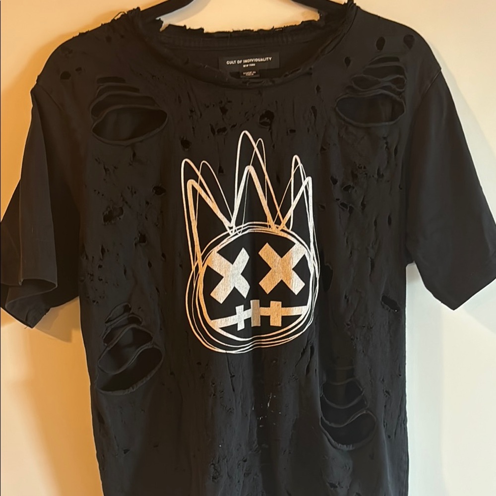 Black custom Cult tee. Medium size little on long side perfect for layering
